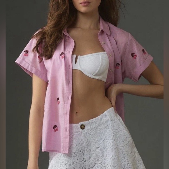 Anthropologie Maeve Cherry Surf Shirt, NWT - Picture 4 of 11